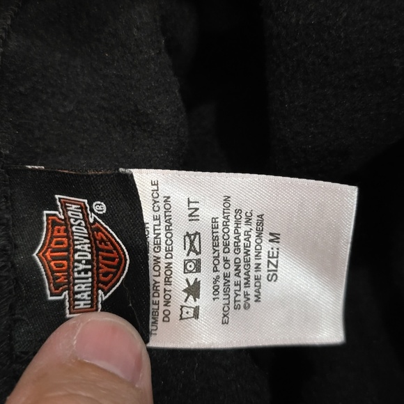 Harley Davidson Fleece Pullover Cowl Neck Hooded Abernathy's Gray Size Medium - Picture 6 of 6